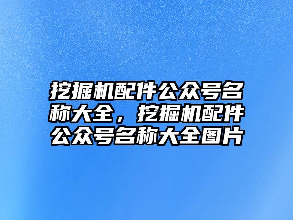 挖掘機配件公眾號名稱大全，挖掘機配件公眾號名稱大全圖片