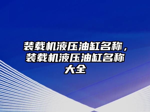 裝載機液壓油缸名稱，裝載機液壓油缸名稱大全