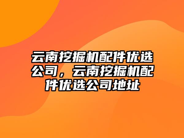 云南挖掘機配件優(yōu)選公司，云南挖掘機配件優(yōu)選公司地址