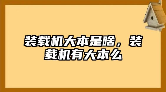 裝載機(jī)大本是啥，裝載機(jī)有大本么