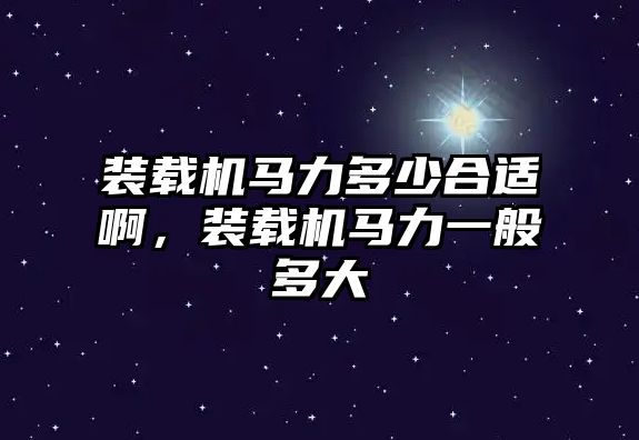 裝載機馬力多少合適啊，裝載機馬力一般多大