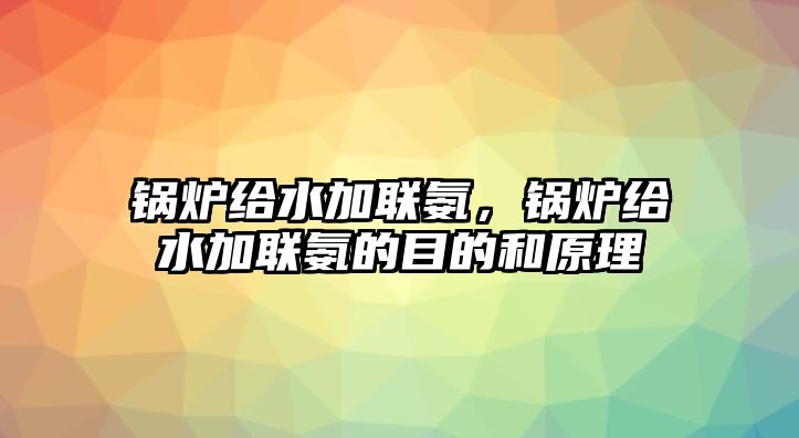 鍋爐給水加聯(lián)氨，鍋爐給水加聯(lián)氨的目的和原理