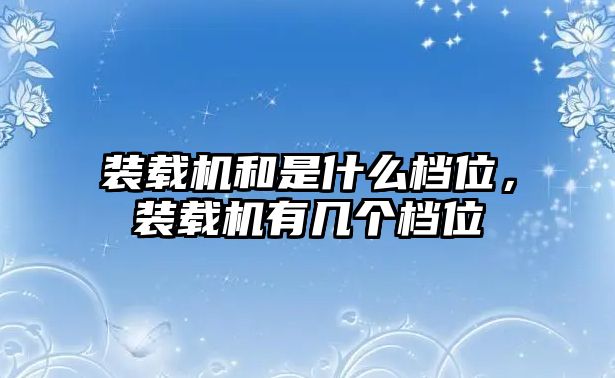 裝載機和是什么檔位，裝載機有幾個檔位