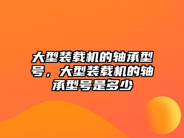 大型裝載機(jī)的軸承型號(hào)，大型裝載機(jī)的軸承型號(hào)是多少