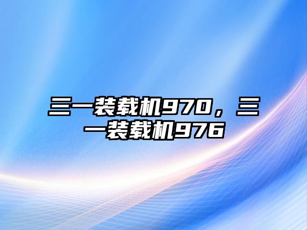 三一裝載機970，三一裝載機976