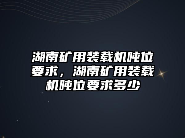 湖南礦用裝載機(jī)噸位要求，湖南礦用裝載機(jī)噸位要求多少