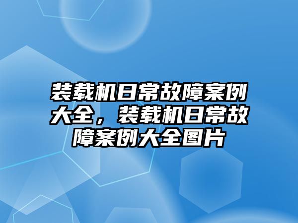 裝載機日常故障案例大全，裝載機日常故障案例大全圖片