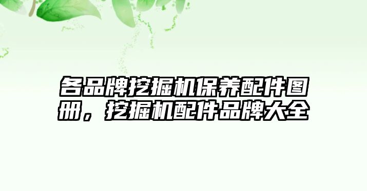 各品牌挖掘機(jī)保養(yǎng)配件圖冊，挖掘機(jī)配件品牌大全