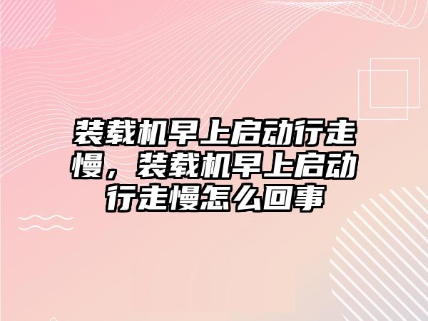 裝載機早上啟動行走慢，裝載機早上啟動行走慢怎么回事