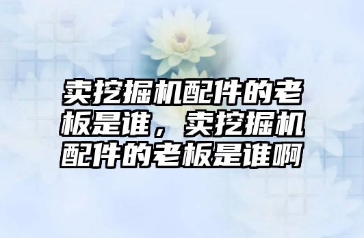 賣挖掘機配件的老板是誰，賣挖掘機配件的老板是誰啊