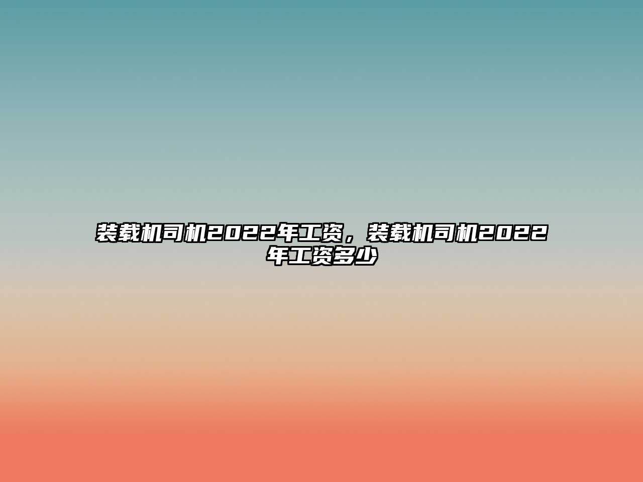 裝載機(jī)司機(jī)2022年工資，裝載機(jī)司機(jī)2022年工資多少