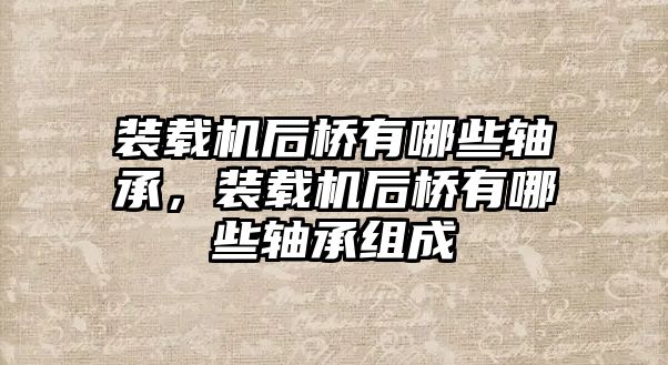 裝載機后橋有哪些軸承，裝載機后橋有哪些軸承組成