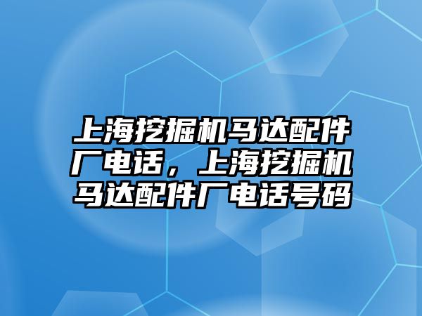 上海挖掘機馬達配件廠電話，上海挖掘機馬達配件廠電話號碼