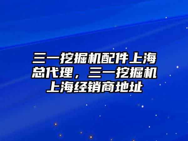 三一挖掘機配件上?？偞恚煌诰驒C上海經(jīng)銷商地址