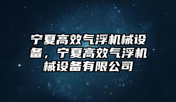 寧夏高效氣浮機械設(shè)備，寧夏高效氣浮機械設(shè)備有限公司