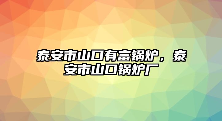 泰安市山口有富鍋爐，泰安市山口鍋爐廠