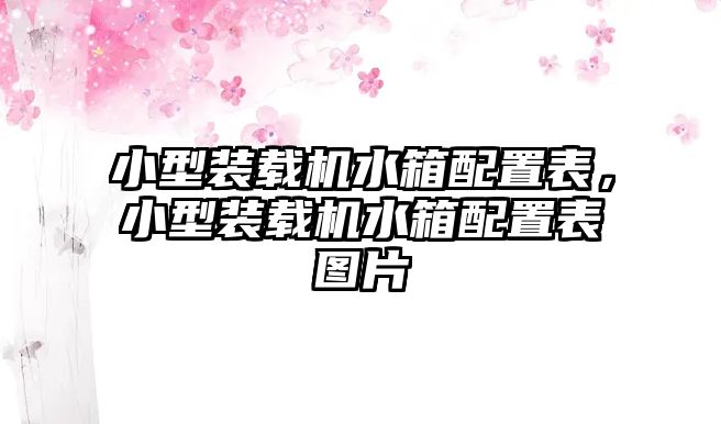 小型裝載機水箱配置表，小型裝載機水箱配置表圖片