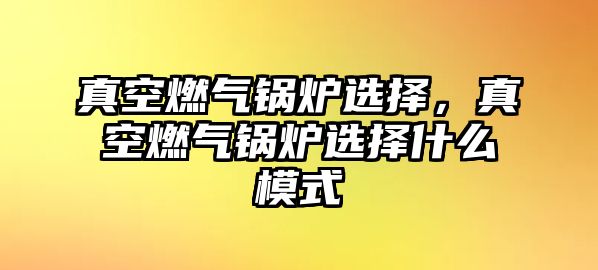 真空燃?xì)忮仩t選擇，真空燃?xì)忮仩t選擇什么模式