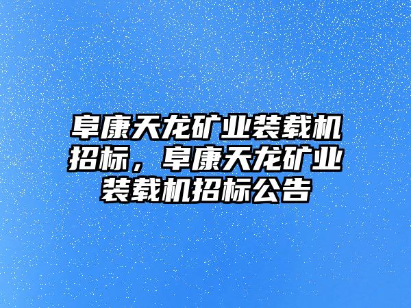 阜康天龍礦業(yè)裝載機招標，阜康天龍礦業(yè)裝載機招標公告