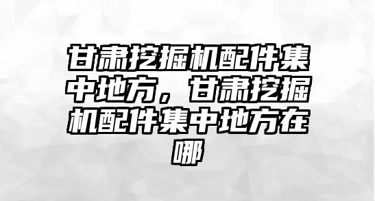 甘肅挖掘機配件集中地方，甘肅挖掘機配件集中地方在哪