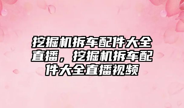 挖掘機拆車配件大全直播，挖掘機拆車配件大全直播視頻