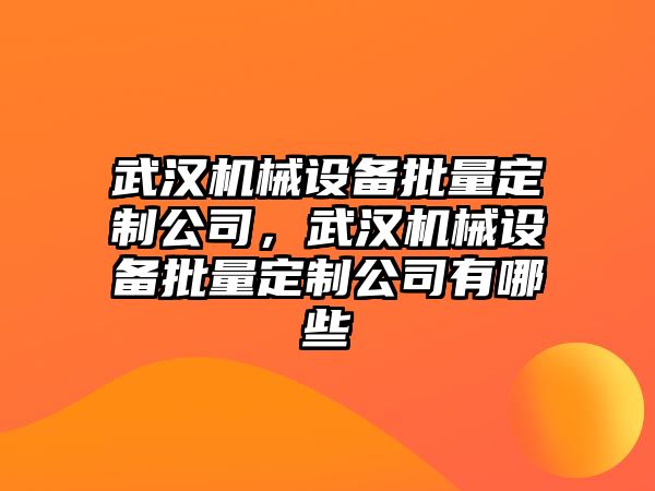 武漢機械設(shè)備批量定制公司，武漢機械設(shè)備批量定制公司有哪些