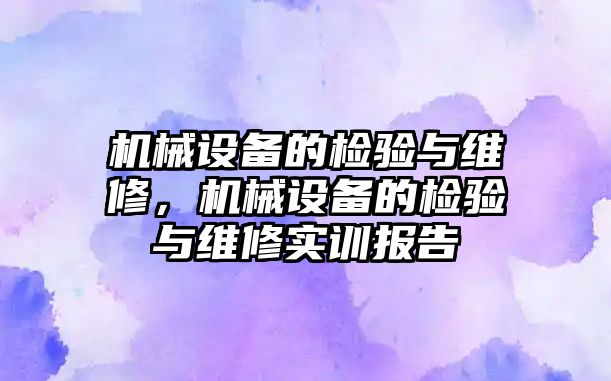 機械設(shè)備的檢驗與維修，機械設(shè)備的檢驗與維修實訓(xùn)報告