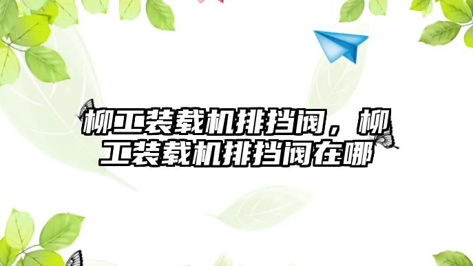 柳工裝載機(jī)排擋閥，柳工裝載機(jī)排擋閥在哪