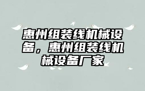 惠州組裝線機械設備，惠州組裝線機械設備廠家