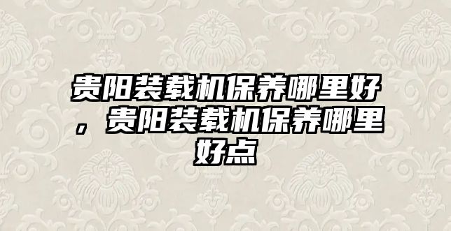 貴陽(yáng)裝載機(jī)保養(yǎng)哪里好，貴陽(yáng)裝載機(jī)保養(yǎng)哪里好點(diǎn)