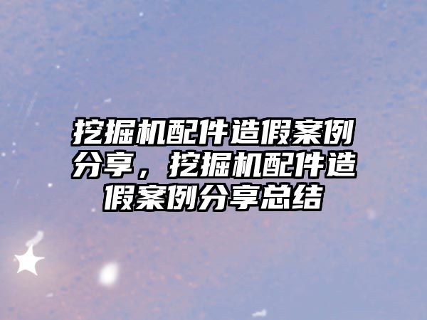 挖掘機配件造假案例分享，挖掘機配件造假案例分享總結(jié)