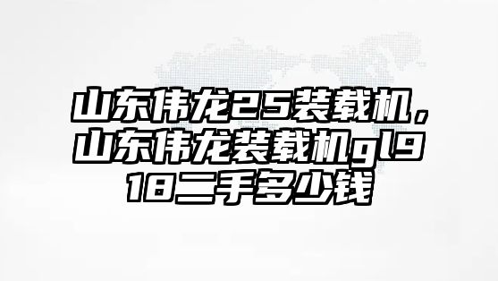 山東偉龍25裝載機(jī)，山東偉龍裝載機(jī)gl918二手多少錢