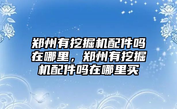 鄭州有挖掘機配件嗎在哪里，鄭州有挖掘機配件嗎在哪里買