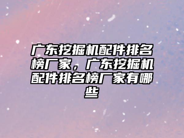 廣東挖掘機配件排名榜廠家，廣東挖掘機配件排名榜廠家有哪些