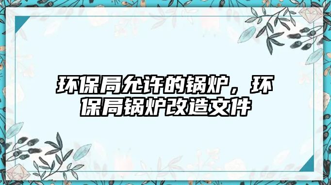 環(huán)保局允許的鍋爐，環(huán)保局鍋爐改造文件