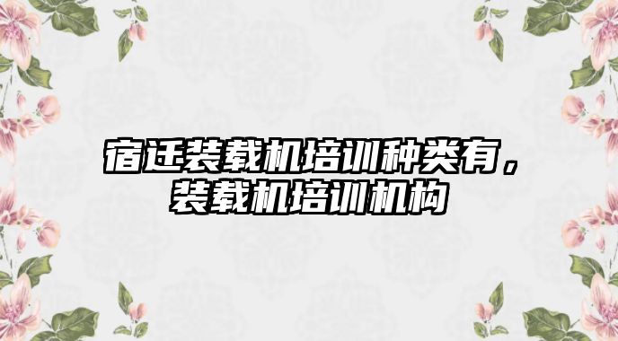 宿遷裝載機(jī)培訓(xùn)種類有，裝載機(jī)培訓(xùn)機(jī)構(gòu)