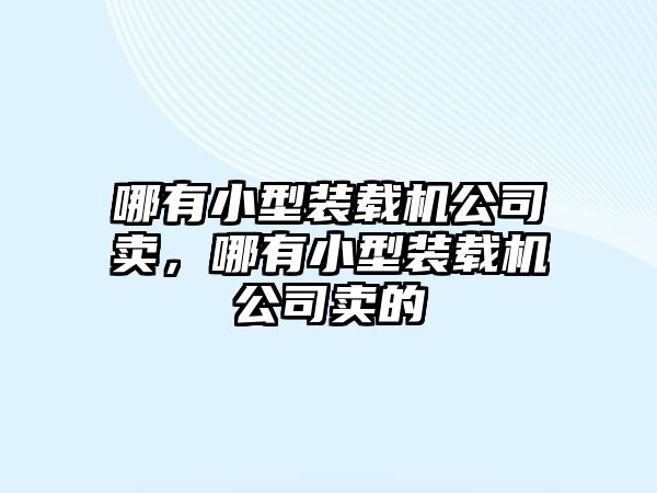 哪有小型裝載機公司賣，哪有小型裝載機公司賣的