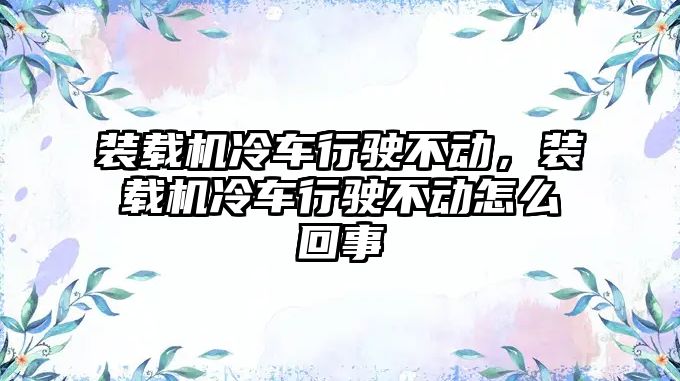 裝載機冷車行駛不動，裝載機冷車行駛不動怎么回事