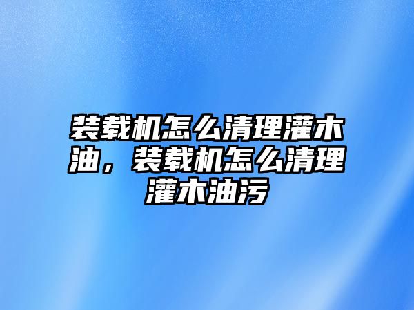 裝載機(jī)怎么清理灌木油，裝載機(jī)怎么清理灌木油污