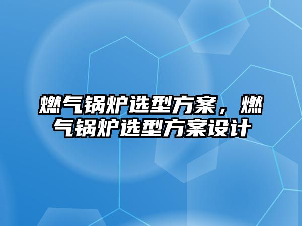 燃?xì)忮仩t選型方案，燃?xì)忮仩t選型方案設(shè)計