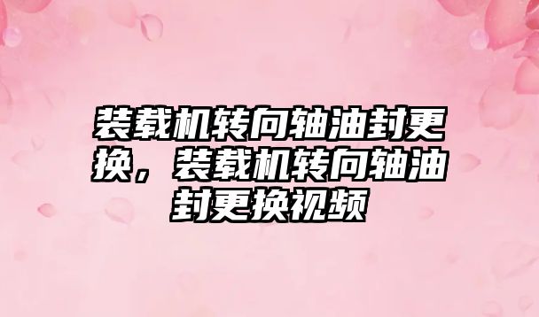 裝載機轉向軸油封更換，裝載機轉向軸油封更換視頻