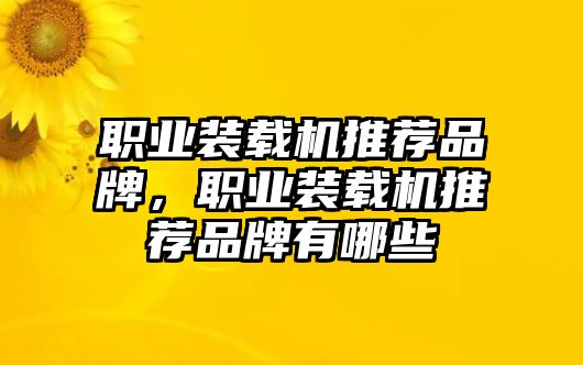 職業(yè)裝載機推薦品牌，職業(yè)裝載機推薦品牌有哪些