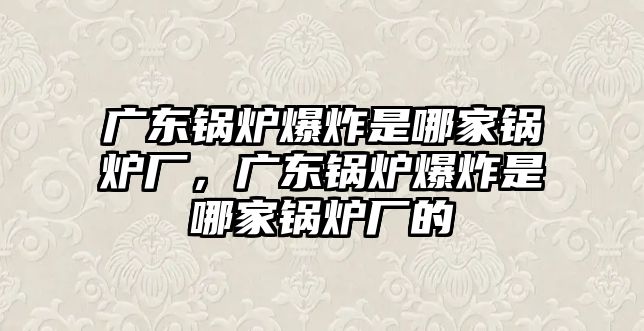 廣東鍋爐爆炸是哪家鍋爐廠，廣東鍋爐爆炸是哪家鍋爐廠的