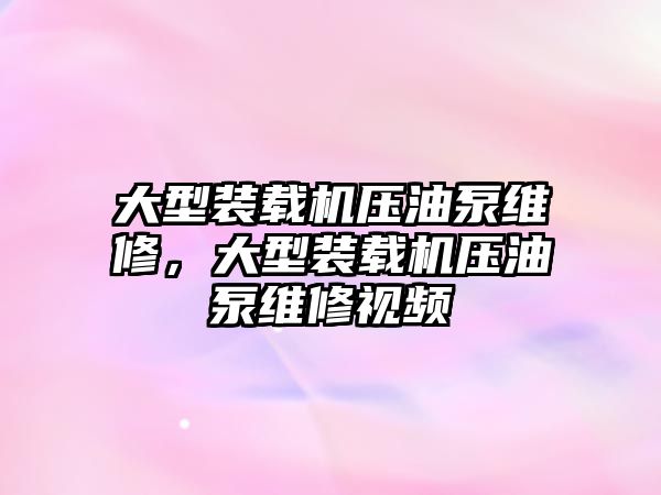 大型裝載機(jī)壓油泵維修，大型裝載機(jī)壓油泵維修視頻