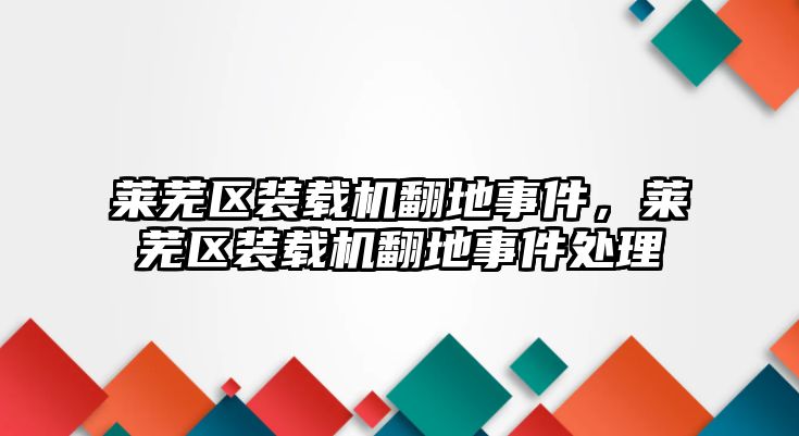 萊蕪區(qū)裝載機(jī)翻地事件，萊蕪區(qū)裝載機(jī)翻地事件處理