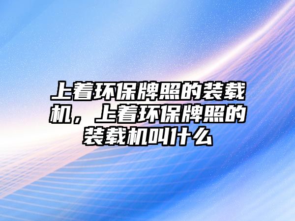 上著環(huán)保牌照的裝載機(jī)，上著環(huán)保牌照的裝載機(jī)叫什么