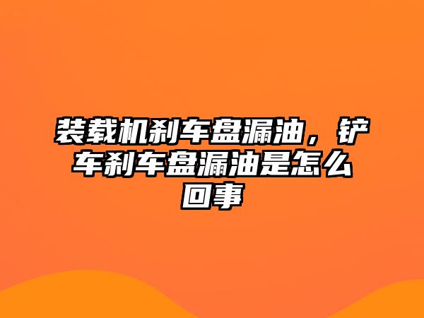 裝載機(jī)剎車盤漏油，鏟車剎車盤漏油是怎么回事