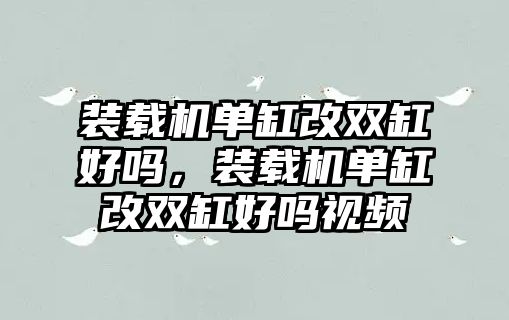 裝載機(jī)單缸改雙缸好嗎，裝載機(jī)單缸改雙缸好嗎視頻