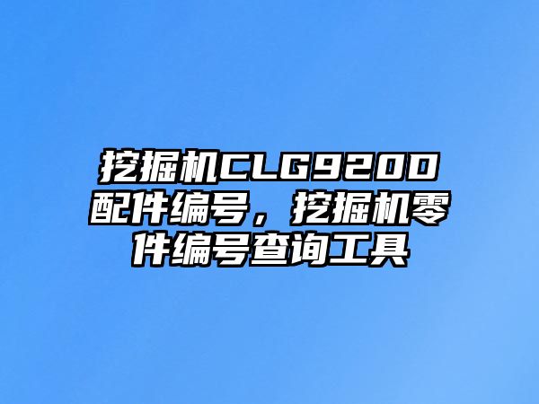 挖掘機(jī)CLG920D配件編號(hào)，挖掘機(jī)零件編號(hào)查詢工具