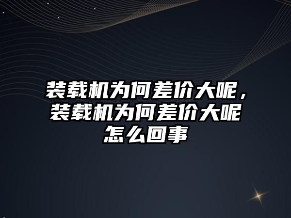 裝載機為何差價大呢，裝載機為何差價大呢怎么回事